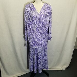 Bob Mackie Wearable Art XL 2 Piece Set Top Skirt Purple Paisley Stretch Easter